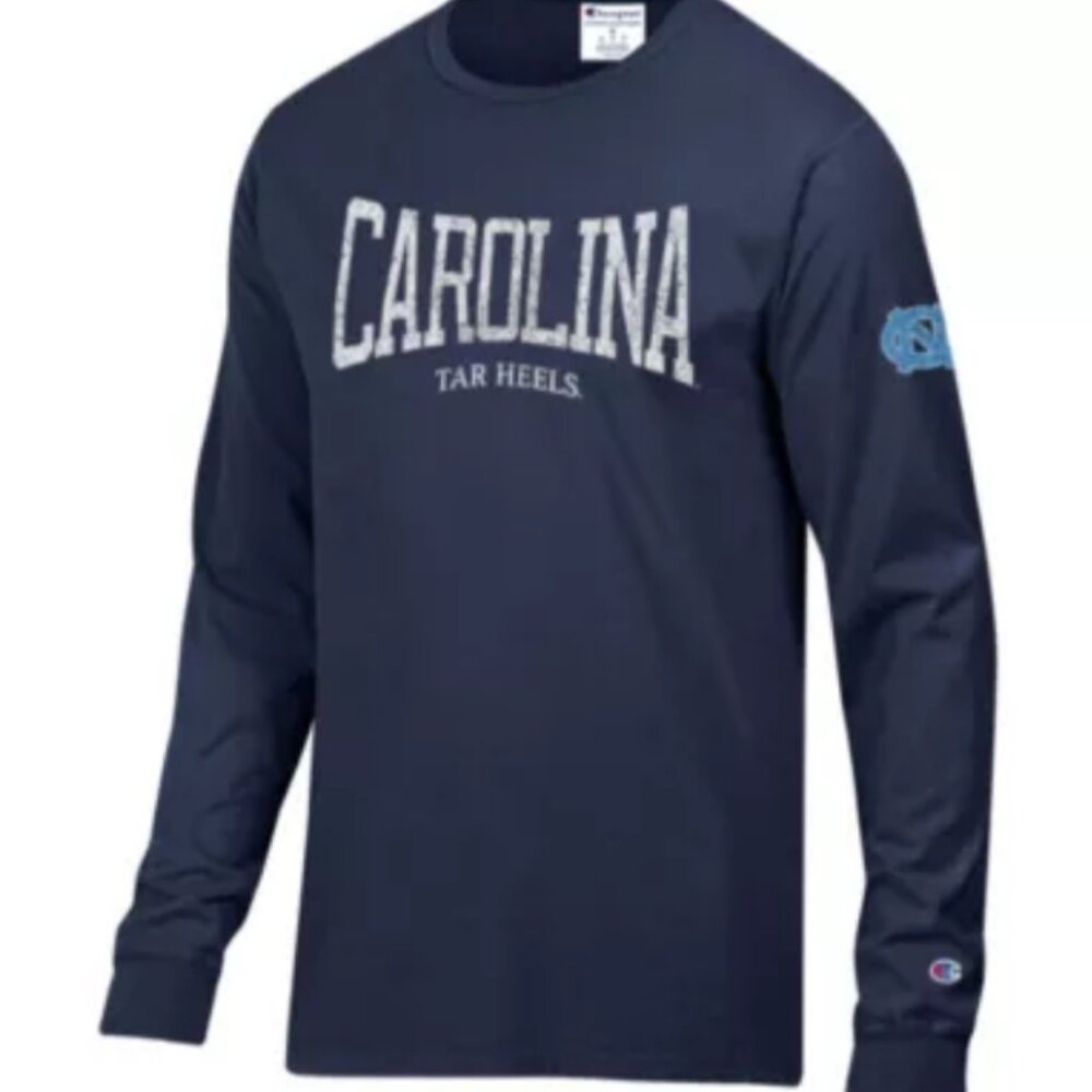 Champion Men's North Carolina Tar Heels Navy Back Hit Long Sleeve T-Shirt